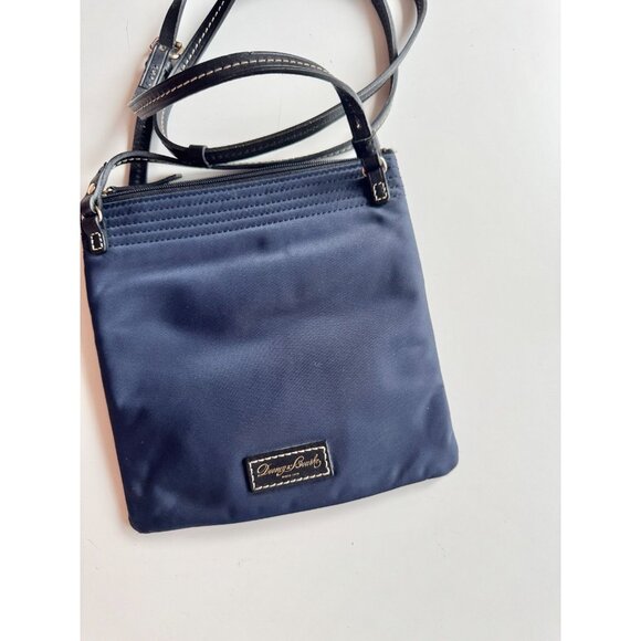 DOONEY & BURKE North South Navy Blue Nylon Leather Triple Zip Crossbody Purse - Picture 5 of 10